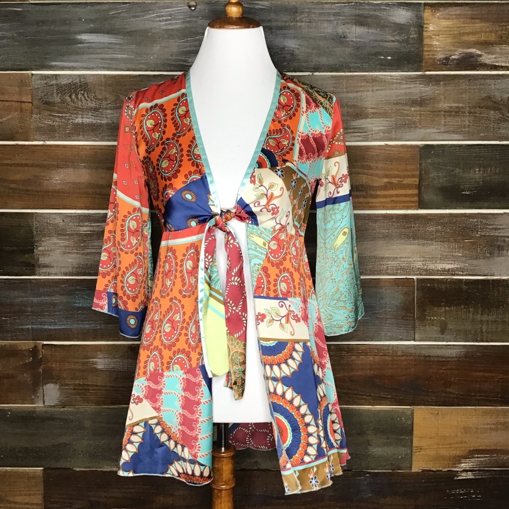 Cabi Silky Patchwork Kimono